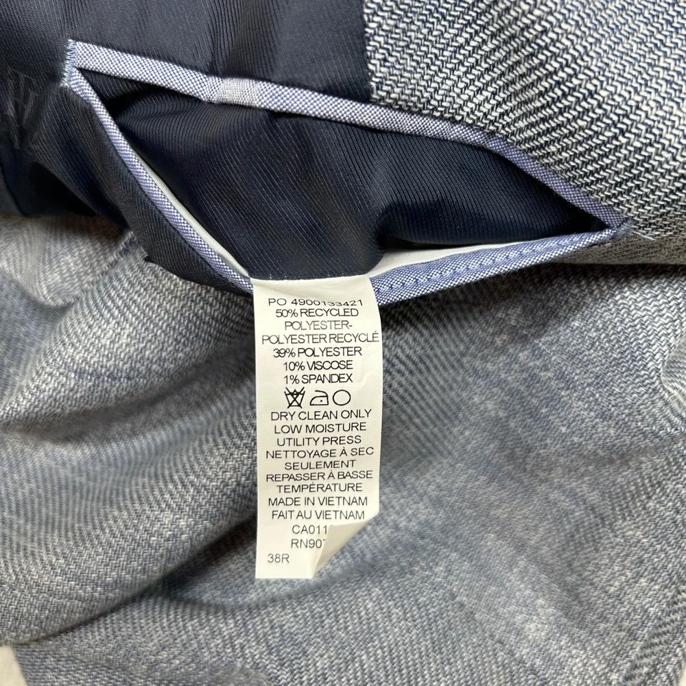 Tommy Hilfiger Sport Coat 38R 38 Denim Blue Patterned TH Flex $295‎
